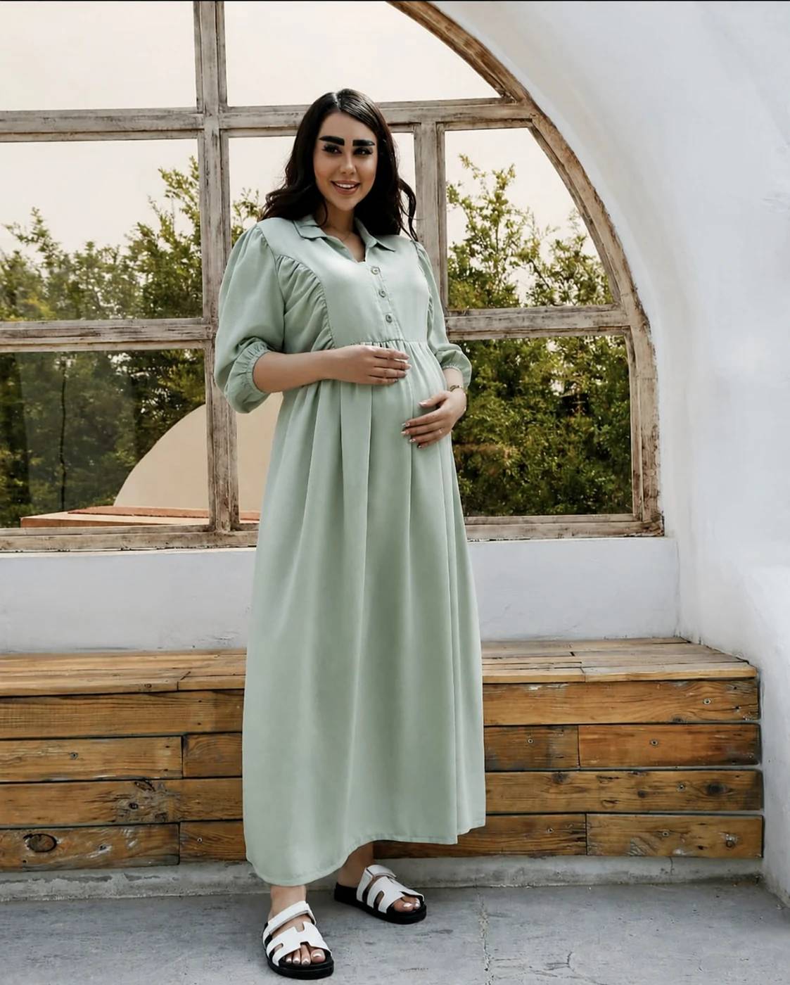 پیراهن لینن بارداری و شیردهی